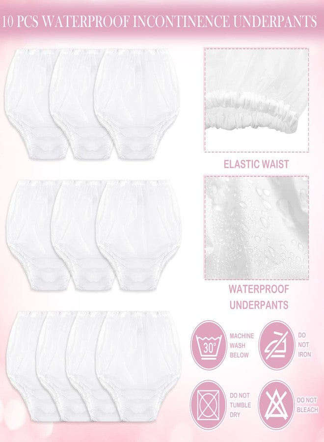 Weewooday 10 Pcs Waterproof Incontinence Underpants Plastic Pants Incontinence Leak Protection Adult Washable Diaper Cover (White,XX-Large) - Image 3